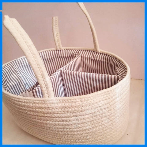 Panier de Rangement Portable en Corde de Coton pour Couches Bébé