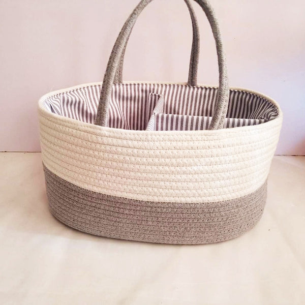 Panier de Rangement Portable en Corde de Coton pour Couches Bébé