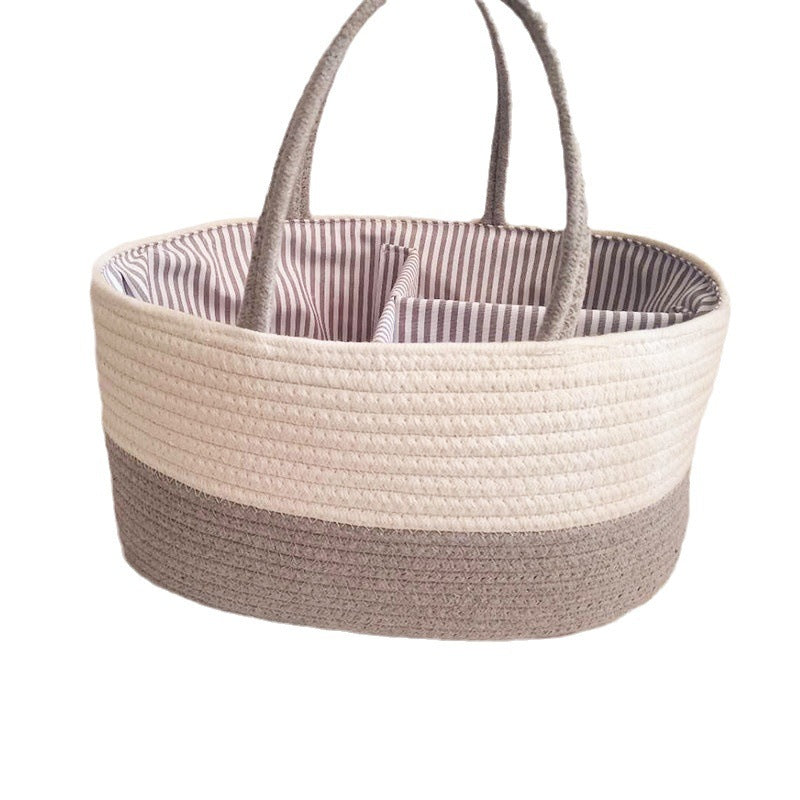 Panier de Rangement Portable en Corde de Coton pour Couches Bébé