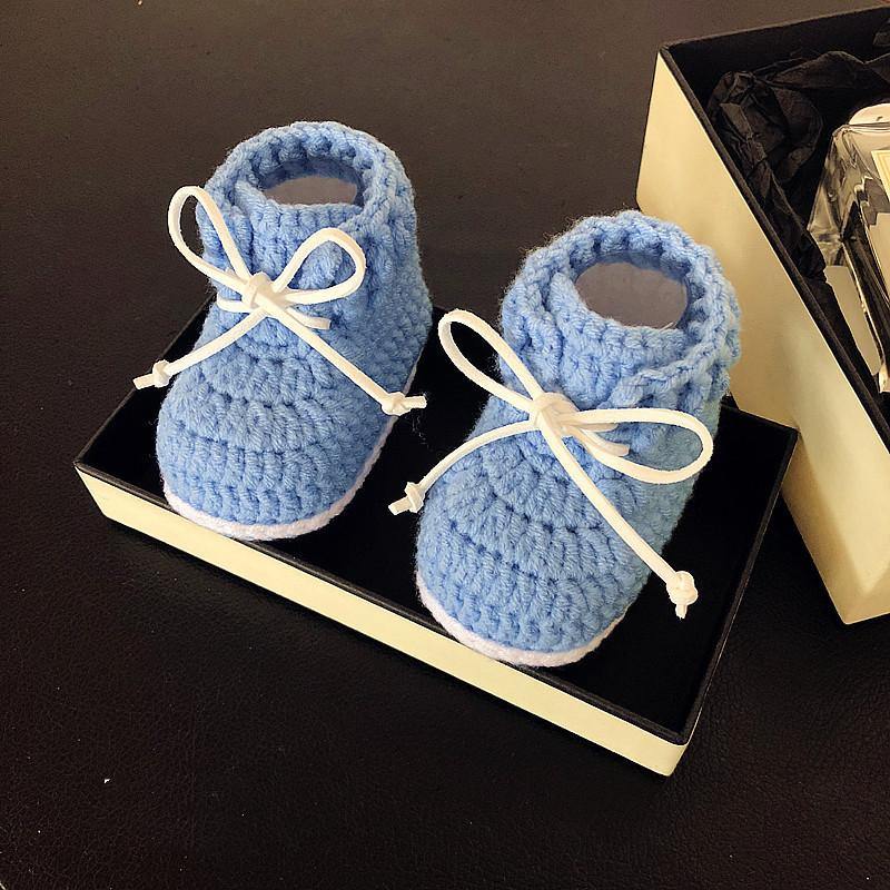 chaussons bébé tricot lanières cuir - Trendy Boutic