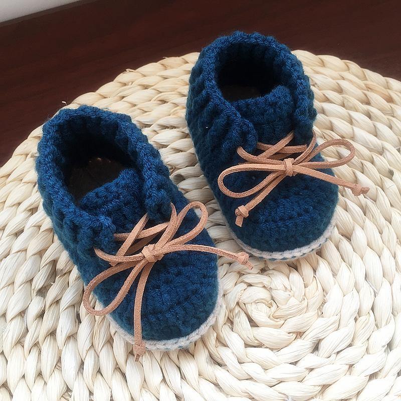 chaussons bébé tricot lanières cuir - Trendy Boutic