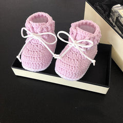 chaussons bébé tricot lanières cuir - Trendy Boutic