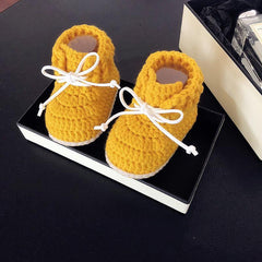 chaussons bébé tricot lanières cuir - Trendy Boutic
