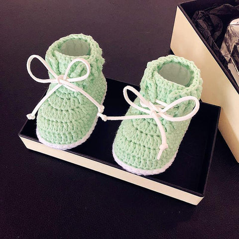 chaussons bébé tricot lanières cuir - Trendy Boutic