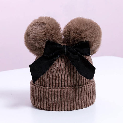 Bonnet bébé laine à ponpons - Trendy Boutic