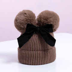 Bonnet bébé laine à ponpons - Trendy Boutic
