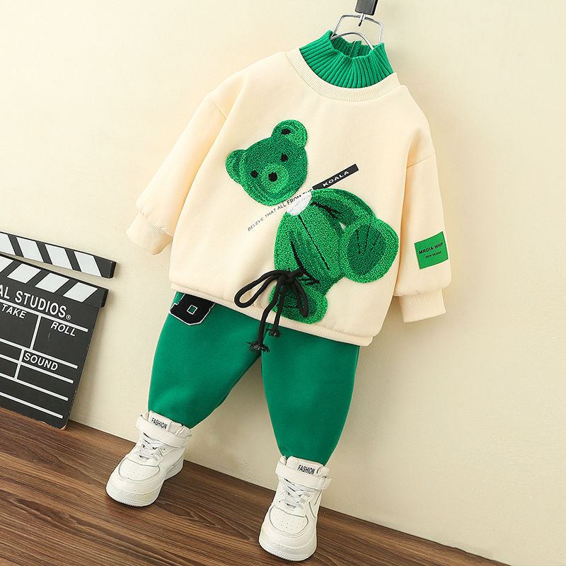 Ensemble 2 pièces sweat à capuche ourson pour filles et garçons 