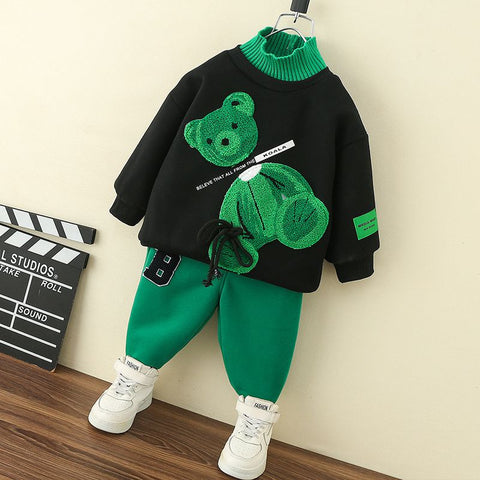 Ensemble 2 pièces sweat à capuche ourson pour filles et garçons