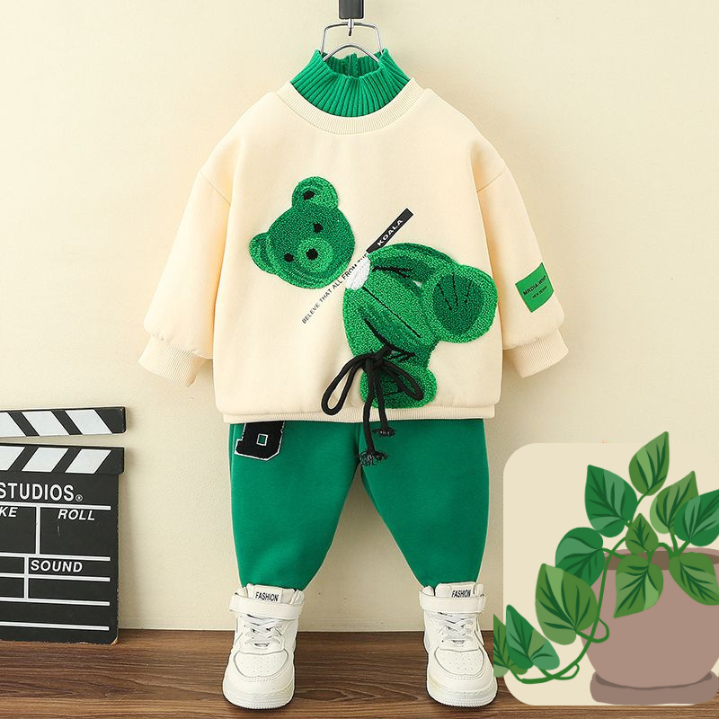 Ensemble 2 pièces sweat à capuche ourson pour filles et garçons 